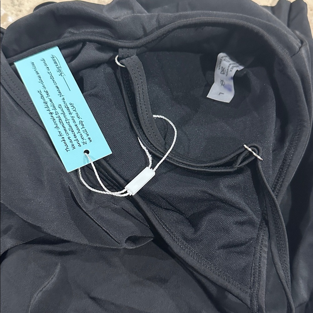 Women's Plunge Neckline Ruched Monokini Black One Piece Plus Size Swimsuit L - Picture 3 of 3